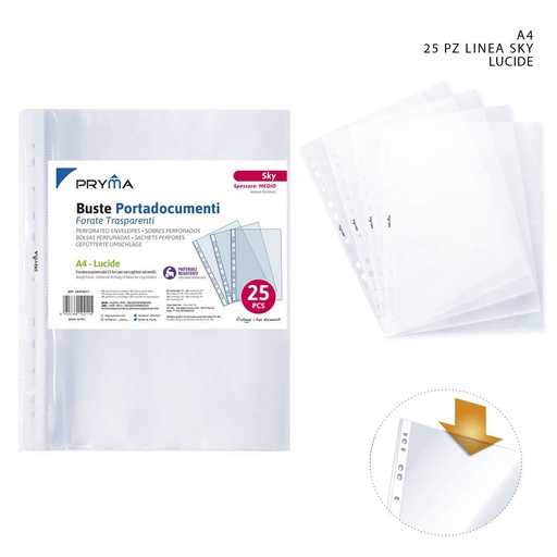 [0208115] Fundas multitaladro serie SKY A4 25 pzs - Material de oficina