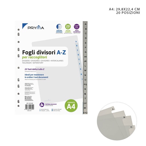 [0209039] Separadores de índice gris A-Z 29.8x22.4cm - Archivos y organización
