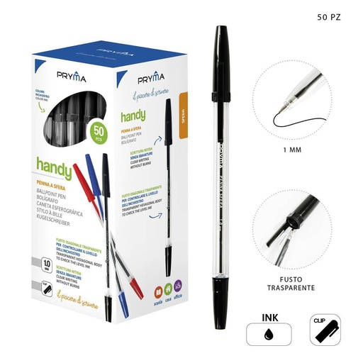 [0208956] Bolígrafo con tapa 1mm negro - Utensilios de escritura y papelería