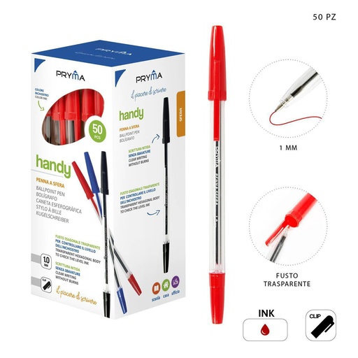 [0208957] Bolígrafo con tapa 1mm rojo - Utensilios de escritura y papelería