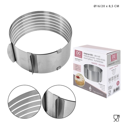[0209454] Molde ajustable redondo para pasteles 16-20x8.5 cm - Utensilios de repostería