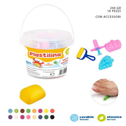 [0209392] Plastilina 15g 16pz + 4 herramientas