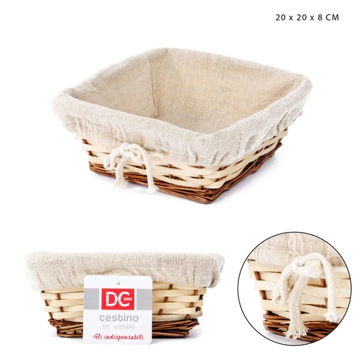 [0210188] Cesta mimbre forrada cuadrada 20x20x8 cm - Accesorios de cocina