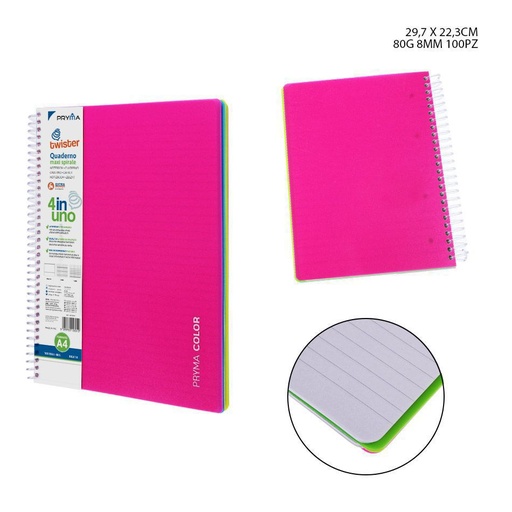 [0214808] Cuaderno de anillas A4 con 4 separadores, 100 hojas, 80g