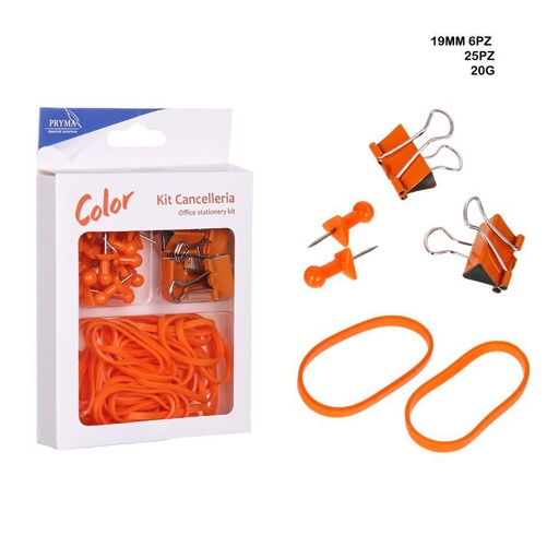 [0209901] Chinchetas 25PZ + pinza sujetapapeles 6PZ + gomaelástica 20G - Accesorios de oficina