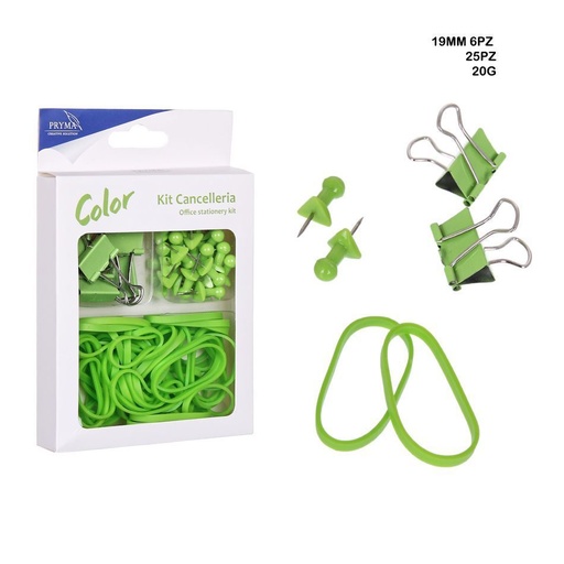 [0209903] Chinchetas 25PZ + pinza sujetapapeles 6PZ + gomaelástica 20G - Accesorios de oficina