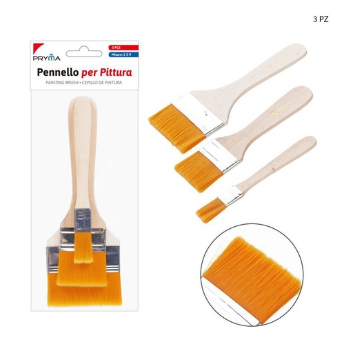 [0209768] Pincel de madera N.1-5-9 3pz - Pinceles para pintura