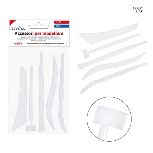 [0209783] Cuchillos de paletas para pintura al óleo de plástico 5PZ 17CM - Material de pintura