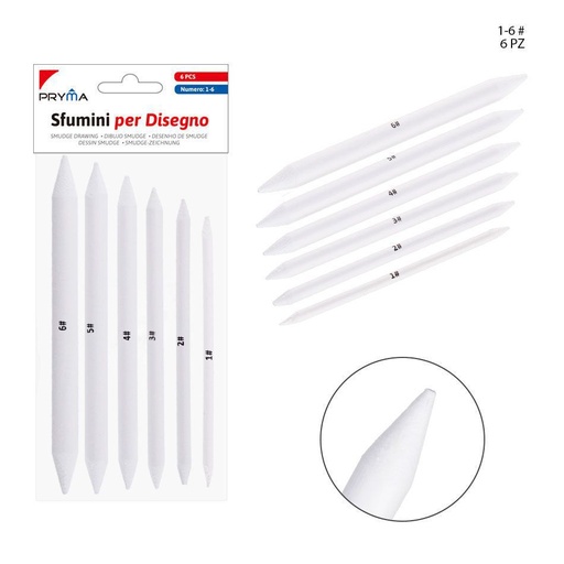 [0209791] Difusores de lápiz para bocetos N.1-2-3-4-5-6 6 piezas - Suministros artísticos
