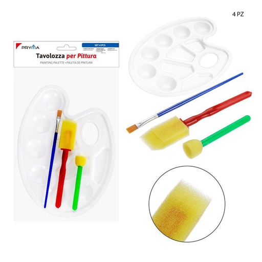 [0209797] Palette + pincel + sello de esponja 3PZ - Material de arte
