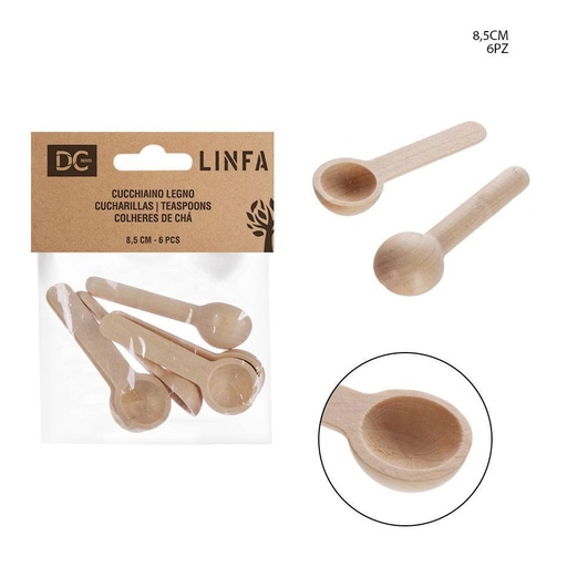 [0210035] Cucharas de madera 8.5 cm - Pack de 6 - Utensilios de cocina