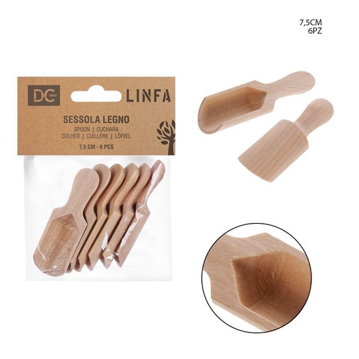 [0210036] Cucharas dosificadoras de madera 7.5cm 6pcs para cocina