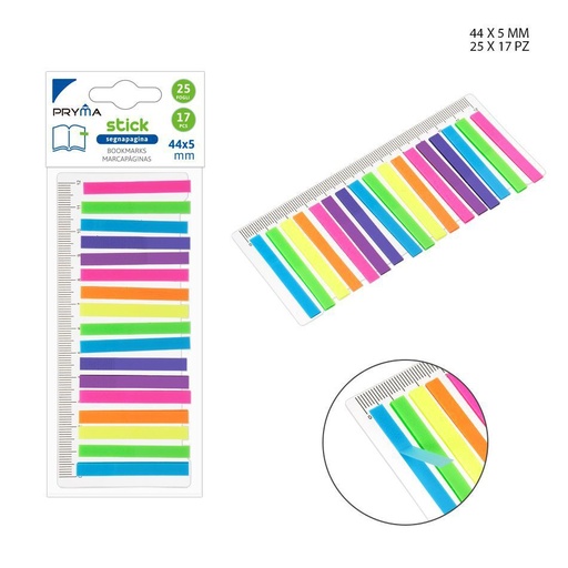 [0210742] Marcadores de página adhesivos 5X44MM 25 hojas 17pcs para oficina y estudio
