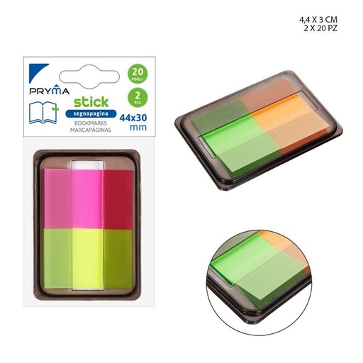 [0210748] Marcador de página adhesivo 44x30mm 20 hojas 2pz para organización