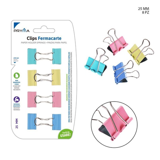 [0210758] Pinza sujetapapeles 25MM 8PZ - Accesorios de oficina