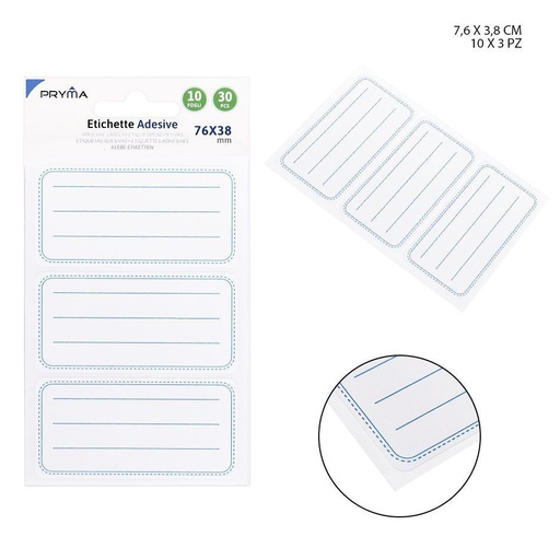 [0210663] Etiqueta adhesiva rectangular 7.6x3.8 cm 3 pcs - Papelería y etiquetas
