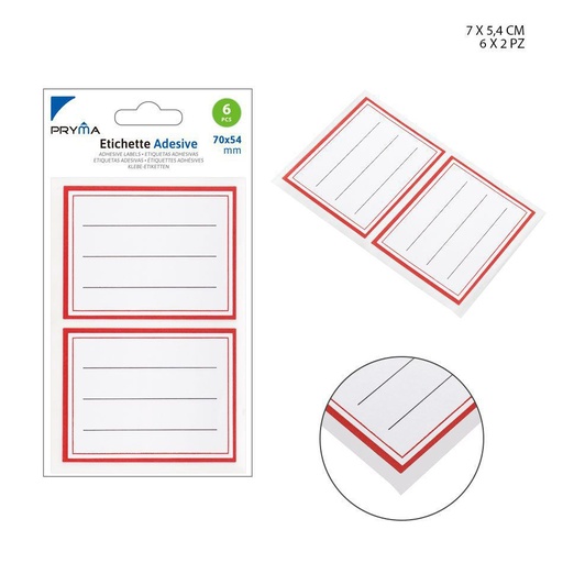 [0210668] Etiqueta adhesiva rectangular 7x5.4 cm 6 pcs - Papelería y etiquetas