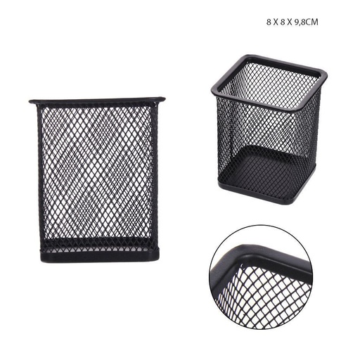 [0210688] Portalápices rectangular negro 80x80x98 mm - Organizador de escritorio
