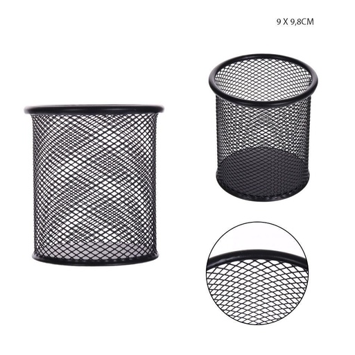 [0210689] Portalápices redondo negro 90X98MM - Organizador de escritorio