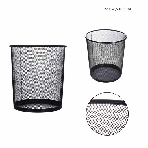 [0210693] Cesta de basura 22x26.5x28cm negro para oficina