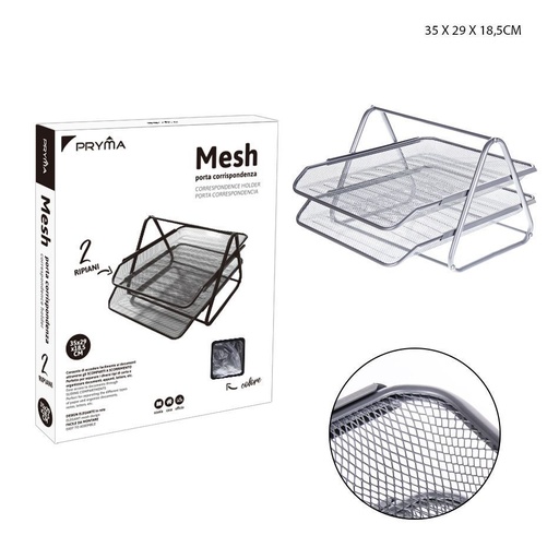 [0210702] Organizador de documentos de metal 2P 35x29x18.5 cm plata - Papelería