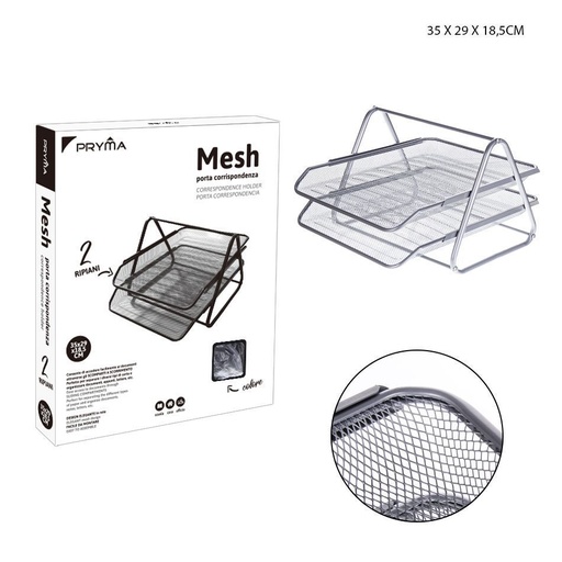 [0210702] Organizador de documentos de metal 2p 35x29x18.5cm plata