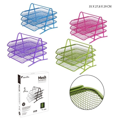 [0210720] Organizador de documentos de metal 3 niveles 35x27.8x29 cm - Archivos y almacenamiento