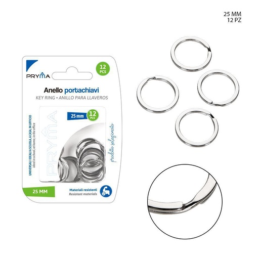 [0211438] Anillas de llavero 25 mm 12 PZ - Accesorios de llavero