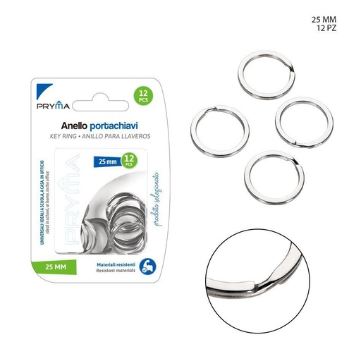 [0211438] Anillas llavero 25mm 12pcs para llaves y accesorios