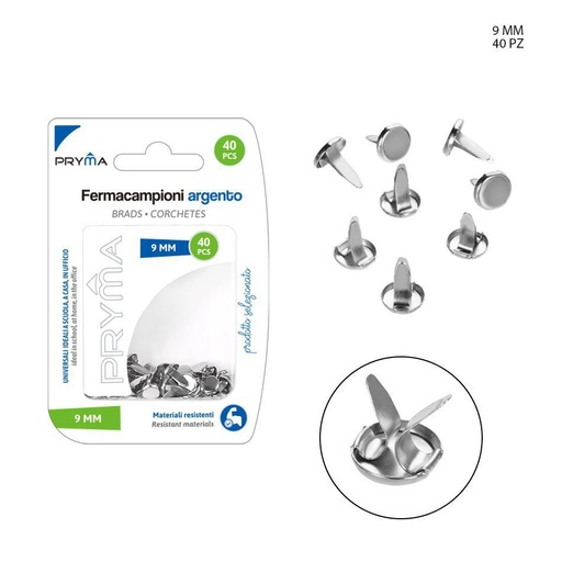 [0211447] Clips de muestra color plata 9 mm 40 PZ - Accesorios de oficina