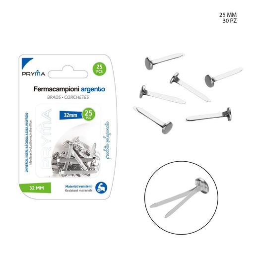 [0211450] Clips de muestra color plata 32 mm 25 PZ - Accesorios de oficina