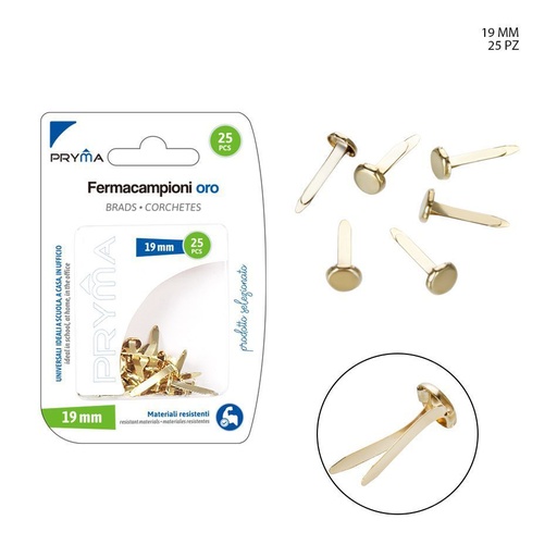 [0211454] Clips de muestra color oro 19 mm 25 PZ - Accesorios de oficina