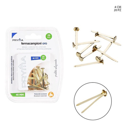 [0211457] Clips dorados 40mm 20pz para muestras y documentos