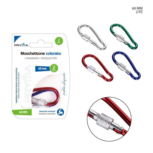[0211459] Mosquetón 6cm 2pz - Artículos de pequeño equipaje y mosquetones