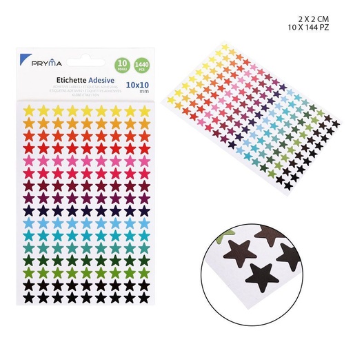 [0211735] Etiqueta adhesiva de estrellas 1x1 cm 144 pcs - Papelería y etiquetas