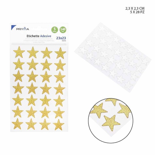 [0211738] Etiqueta adhesiva estrella 2.3x2.3cm 28pz para organización y decoración