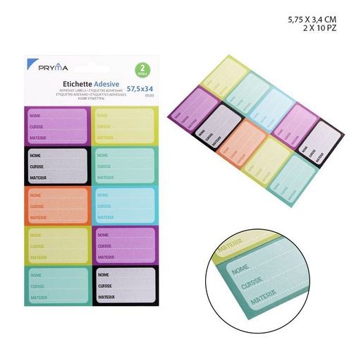 [0211750] Etiqueta adhesiva rectangular 5.75x3.4 cm 10 pcs 2 pcs - Papelería y etiquetas