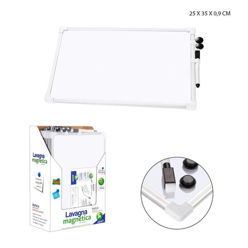 [0212640] Pizarra magnética blanca de aluminio 25x35x0.9cm - Artículos de oficina