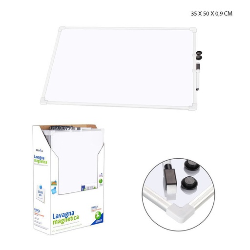 [0212642] Pizarra magnética blanca de aluminio 35X50X0.9CM - Artículos de educación