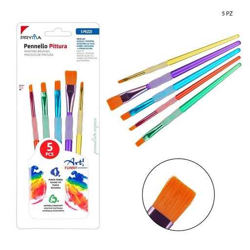 [0220892] Pincel plano 5 piezas para pintura artística y manualidades