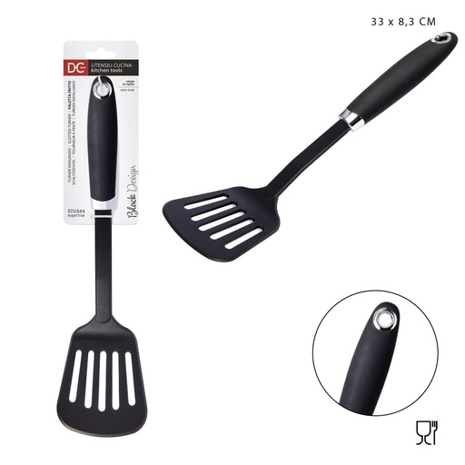 [0211898] Espátula para fritura de nylon 33x8.3cm black design para cocina