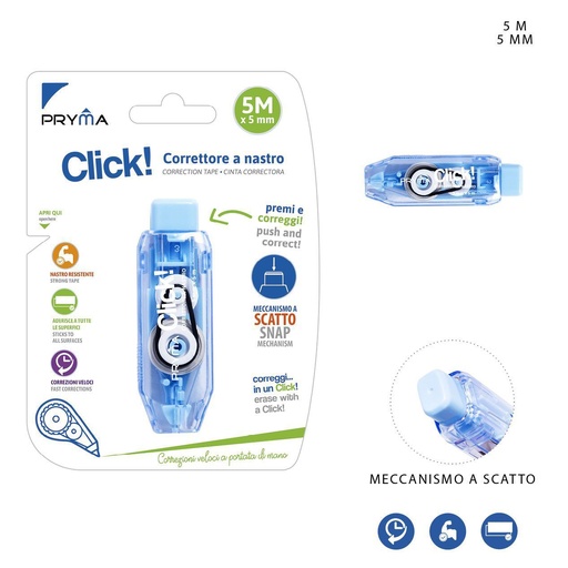[0212290] Cinta correctora Click 5mm x 5m celeste - Correctores y útiles de escritura