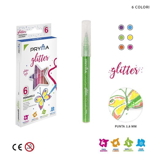 [0215684] Rotulador con purpurina 6pcs para dibujo y manualidades