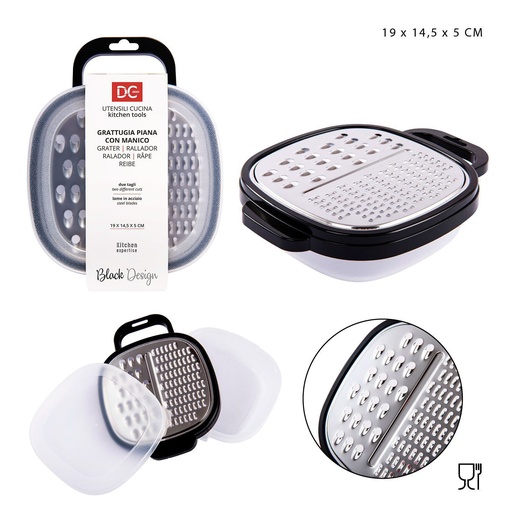 [0215325] Rallador plano con mango negro 19x14.5x5cm - Accesorios de cocina