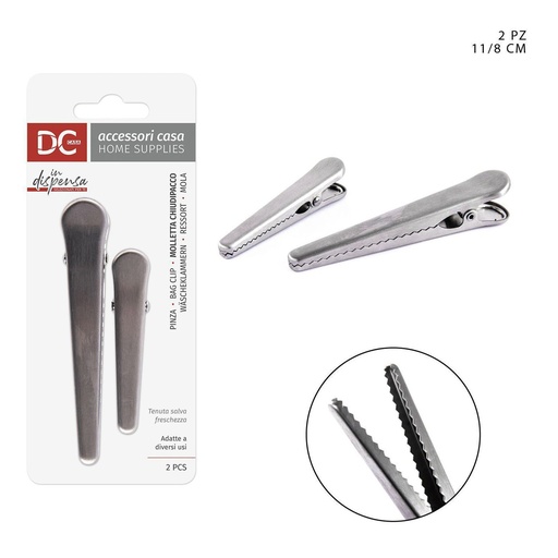 [0215306] Clip de acero para bolsas 8-11 cm 2PZ - Accesorios de cocina y clips