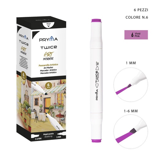 [0214571] Rotulador de doble punta 2-5/3mm de colores 6pcs para escritura y dibujo
