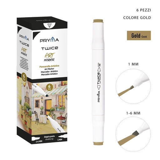 [0214625] Ratolador de Doble Punta 2-5/3mm Col. Oro - Marcador