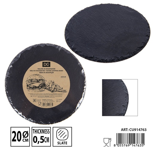 [0217231] Tabla de degustación redonda de pizarra 20cm - Utensilios de cocina