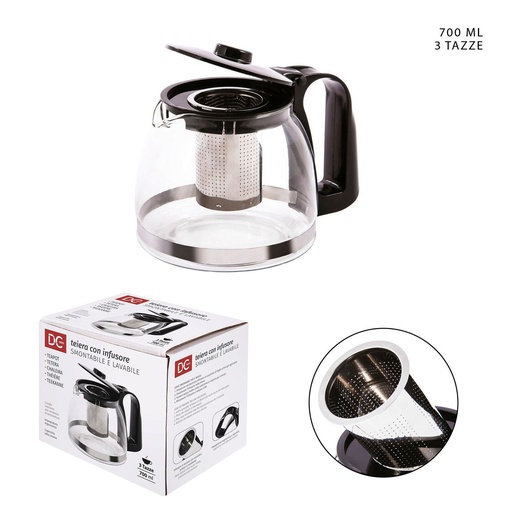 [0216618] Tetera de vidrio 700 ml con infusor 3TZ - Accesorios de café y té
