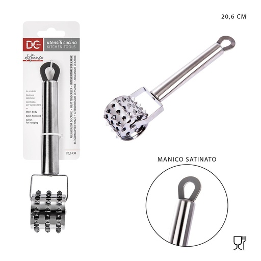 [0216659] Ablandador de carne de acero inoxidable 20.6x4.4x5 cm - Utensilios de cocina